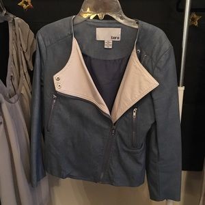 Blue faux leather jacket